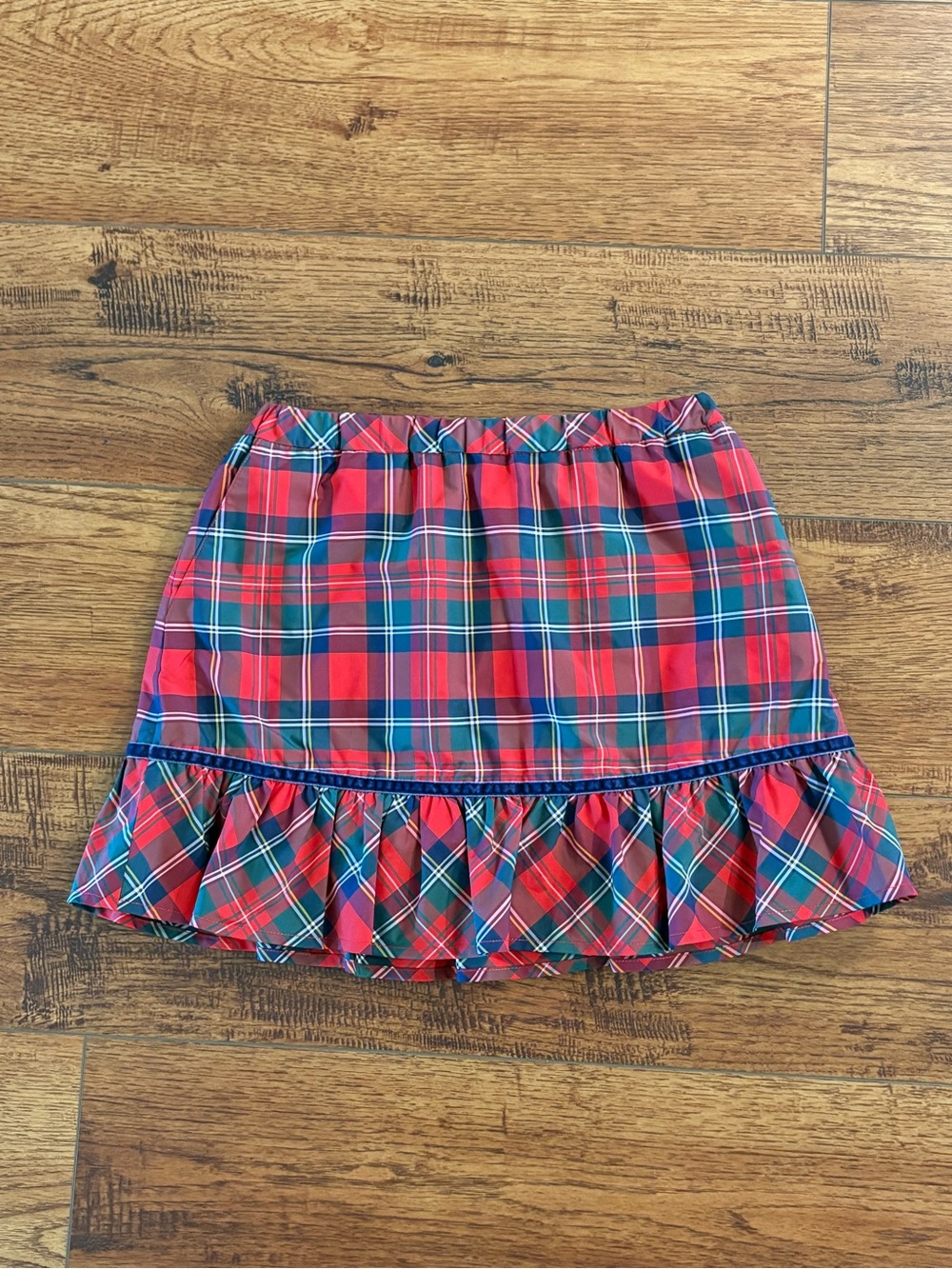 Vineyard Vines Girls Plaid Ruffle Skirt | Velvet Trim | Size M (10-12) | Lined